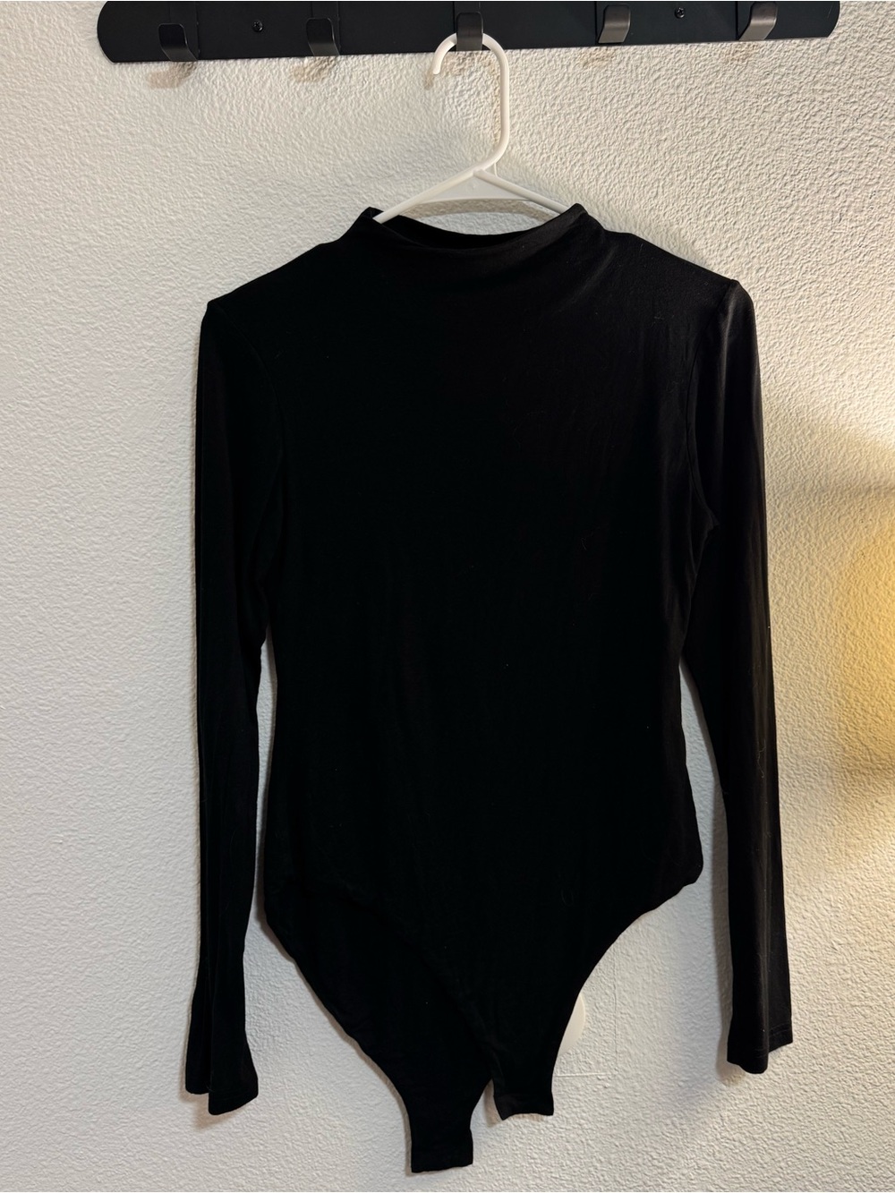 Mango Black Long-Sleeve Mock Neck Bodysuit